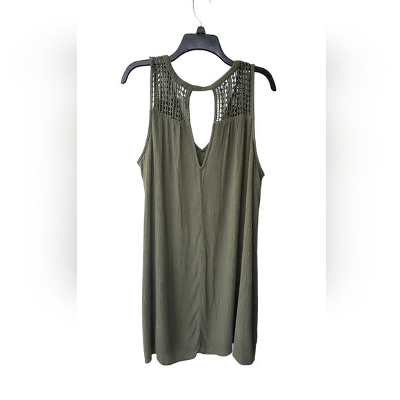 Old Navy Crochet Strap V Neck Olive Green Sleeveless Festival Shift Dress XL - Picture 3 of 7